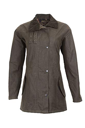 Walker and Hawkes Katrina - Damen Outdoor-Jacke mit 3/4-Länge - 100% gewachste Baumwolle - Olivgrün - 38