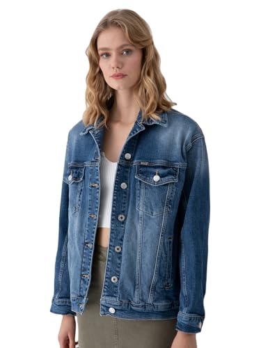 LTB Jeans Damen Monalis Jeansjacke, Heix Wash 54091, Oversized