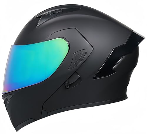 Modularer Integralhelm Für Motorräder, Hochklappbarer Motorradhelm, ECE-Zugelassener Doppel-Integralvisierhelm Für Herren Und Damen, Roller-Motorradhelm Für Erwachsene G,L56-57CM