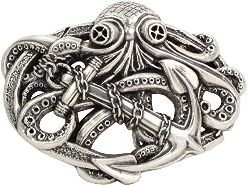 BELTINGER Gürtelschnalle Kraken?s Anchor 4,0 cm | Buckle Wechselschließe Gürtelschließe 40mm Massiv | Wechselgürtel bis 4cm | Silber