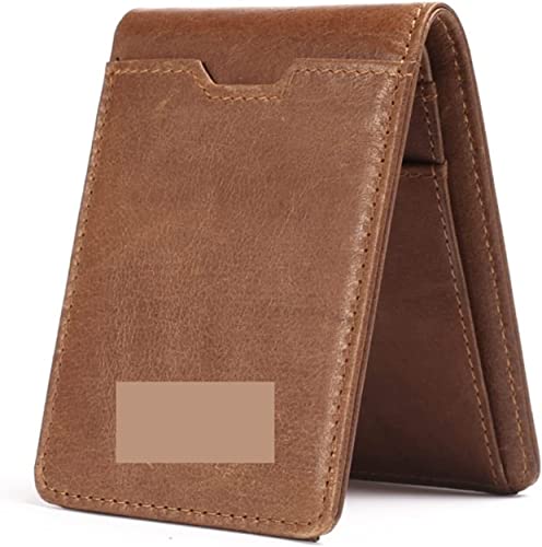 YIHANSS Kartenetuis, schlankes Leder-Kreditkartenetui, Bifold-Brieftasche mit Vordertasche und blockierendem Visitenkartenhalter, echtes Leder (Farbe: Braun)