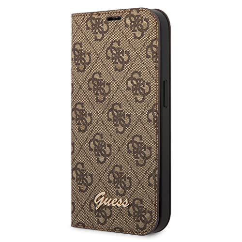 Guess GUBKP14XHG4SHW Hülle für iPhone 14 Pro Max 6,7" braun/Brown Book 4G Vintage Gold Logo