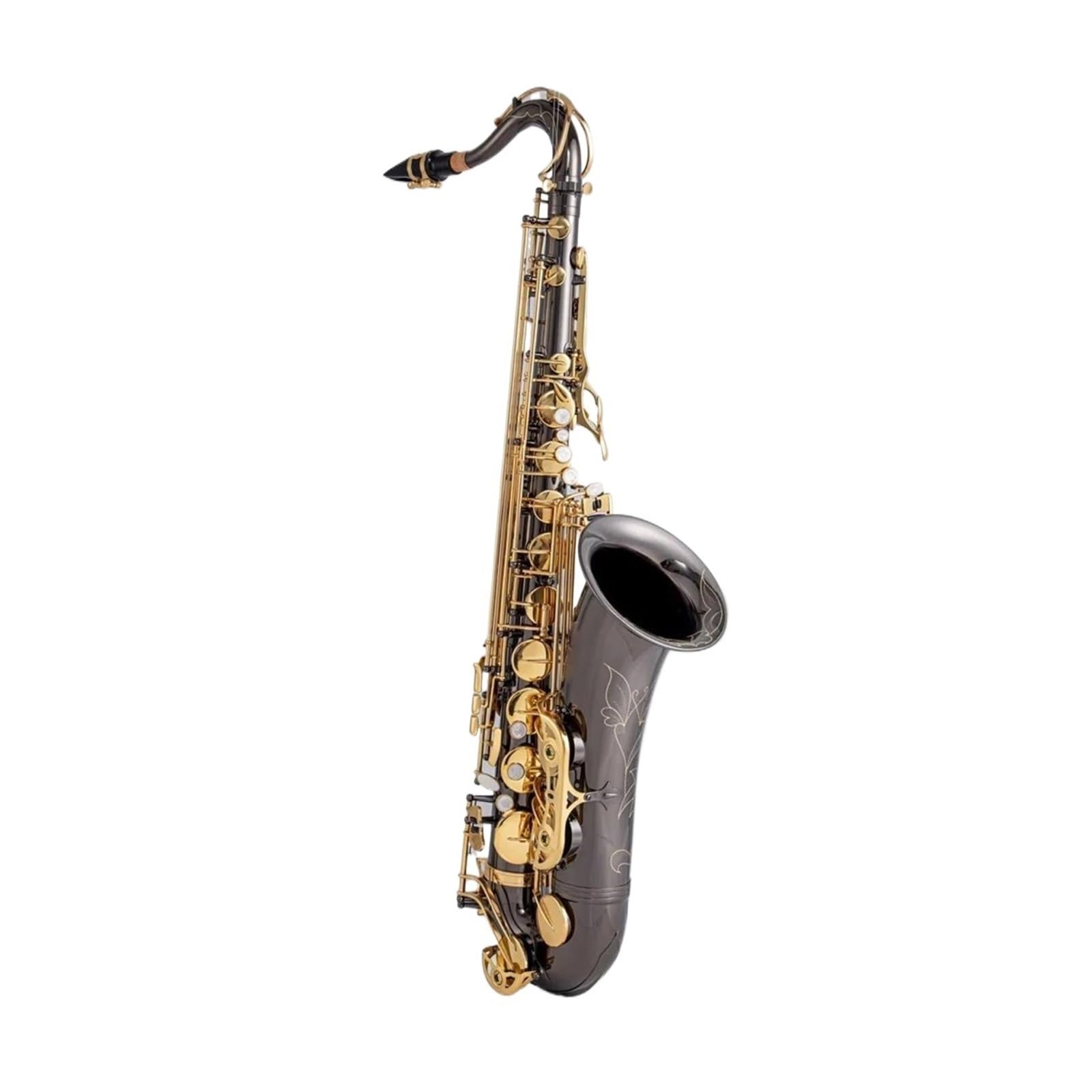 Gold lackiertes saxophon Bb Tenor Saxophon Sax Messing Korpus Schwarz Nickel Überzogene Goldene Lack Tasten Holzblasinstrument