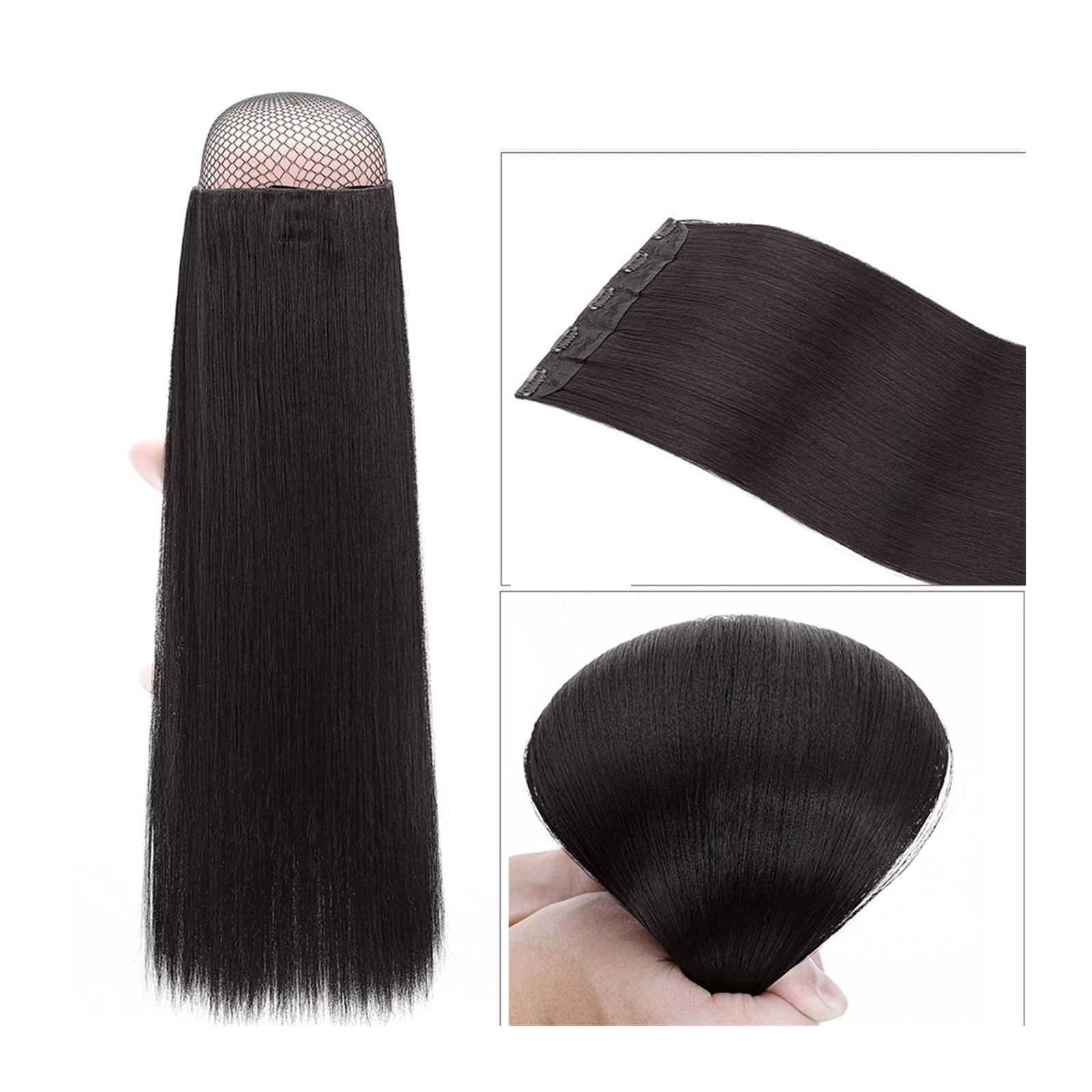 Clip-in-Haarverlängerungen Synthetische Haarverlängerung, 66 cm, hellblond, Clip-in-Haarverlängerung, langes, glattes, natürliches Ombre-Blond-Haarteil for Frauen Clip-in-Haarverlängerungen aus Echtha