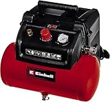 Einhell Kompressor TC-AC 190/6/8 (1,2 kW, max. 8 bar, 190 L/min Ansaugleistung, 6 Liter Tank, ölfreie Pumpe, Manometer, Schnellkupplung)