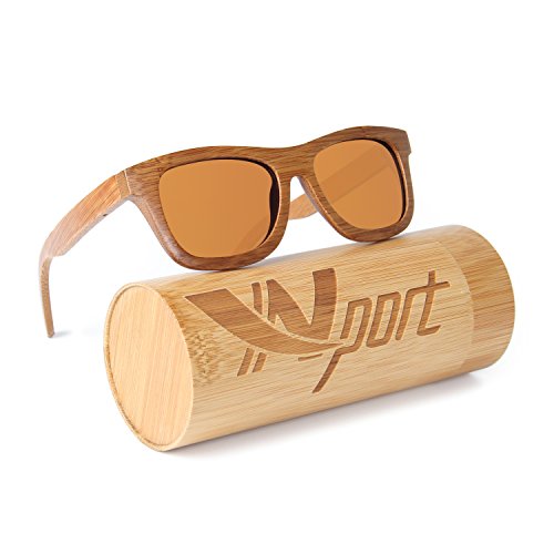 Ynport Bambus-Sonnenbrille für Herren/Damen, klassisches Design, mit Holz beschichtet, Vintage-Stil, Floating Eyewear