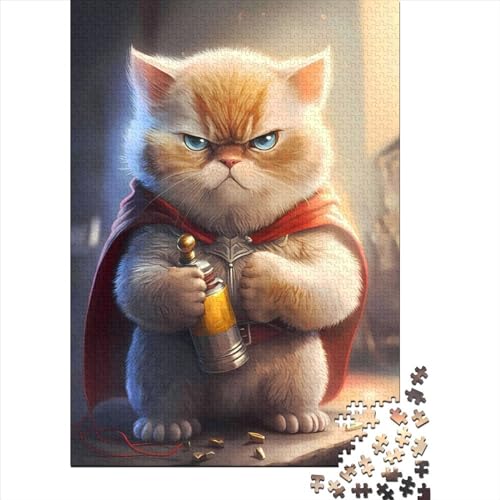 500-teiliges Puzzle für Erwachsene, süßes Superhelden-Kätzchen, Katze, Holzpuzzle für Teenager, interessantes Puzzle zur Stressreduzierung (Größe: 52 x 38 cm)