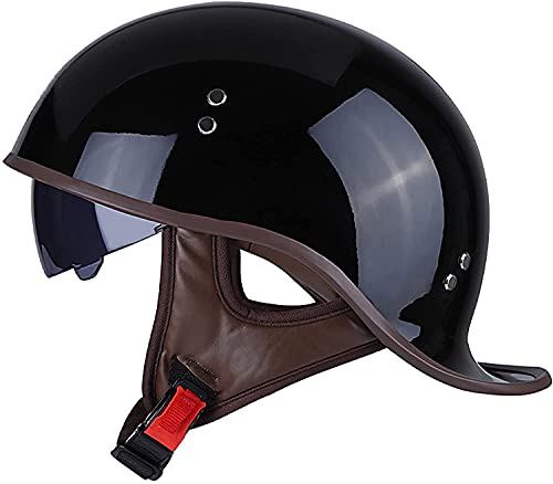 WRMIGN Retro Helm Jethelm mit Sonnenblende Schwalbenschwanz-Design Chopper Helm Roller Helm, mit Einstellbar Schnellverschluss-Gurt, für Cruiser Chopper Biker Moped ECE-Zulassung