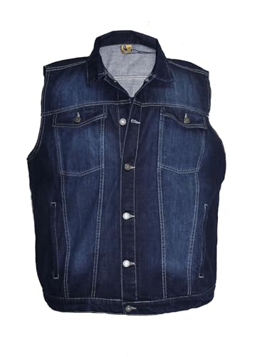 Abraxas Jeansweste dunkelblau Stonewash Übergrößen bis 12XL, Größe:6XL