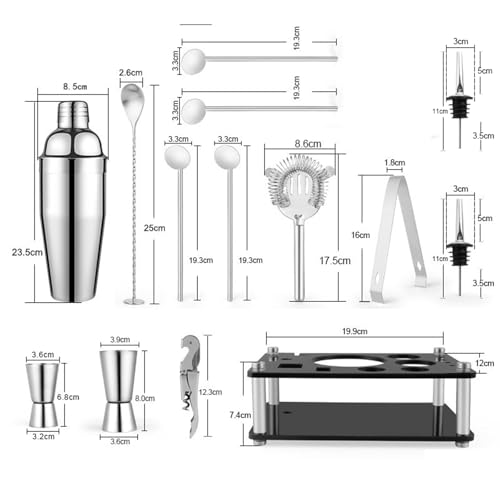 Tail Cocktail Barkeeper Set Barkeeper Set Aus 304 Edelstahl Mit Acrylständer Und Cocktail Rezeptbuch Barwerkzeug