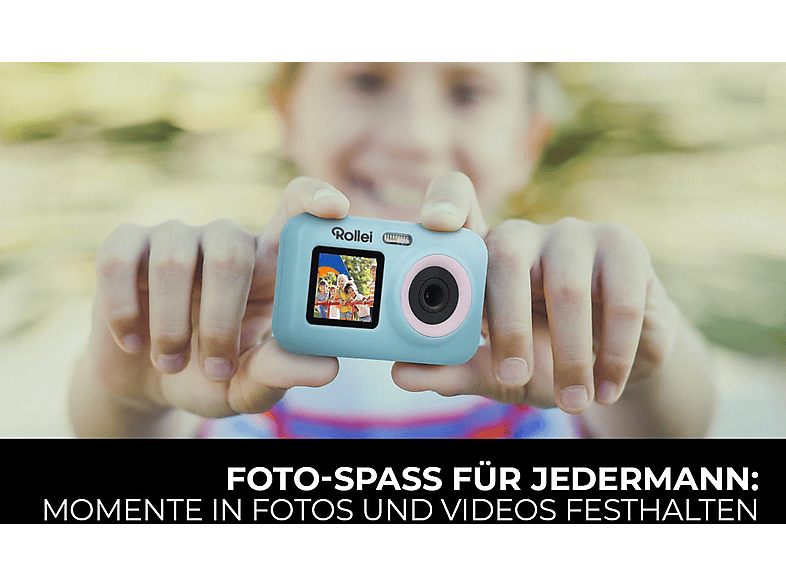 ROLLEI Sportsline Fun Digitale Kompaktkamera Weiß, 5 x opt. Zoom, 2.4-Zoll-Display an der Rückseite, 1.3-Zoll-Selfie-Display Frontseite