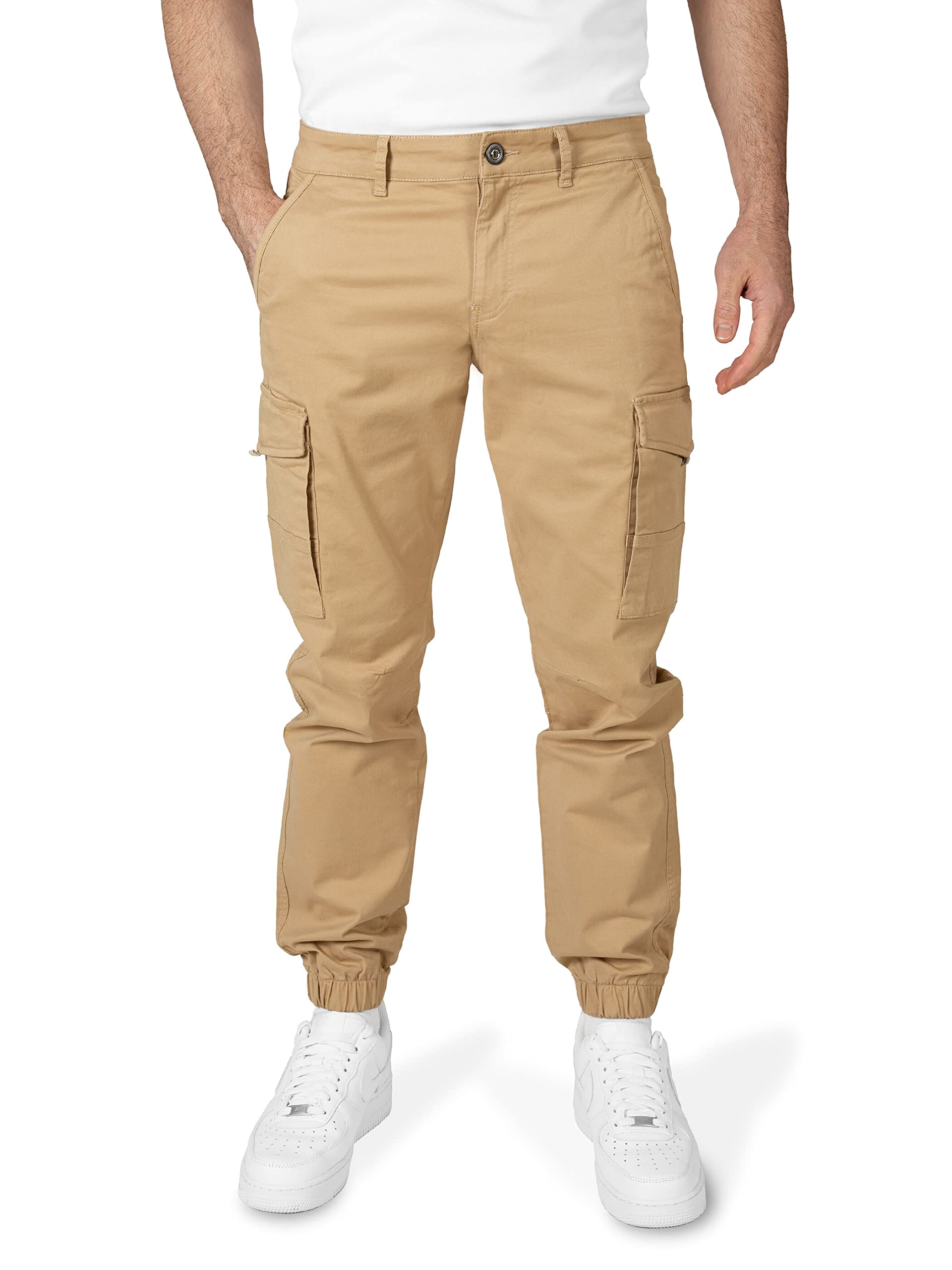 WOTEGA Odin - Cargo Jogger Herren Hosen - Männer Cargojeans Mit Stretch - Baumwoll Cargohosen, Beige (Incense 161010), W36/L30