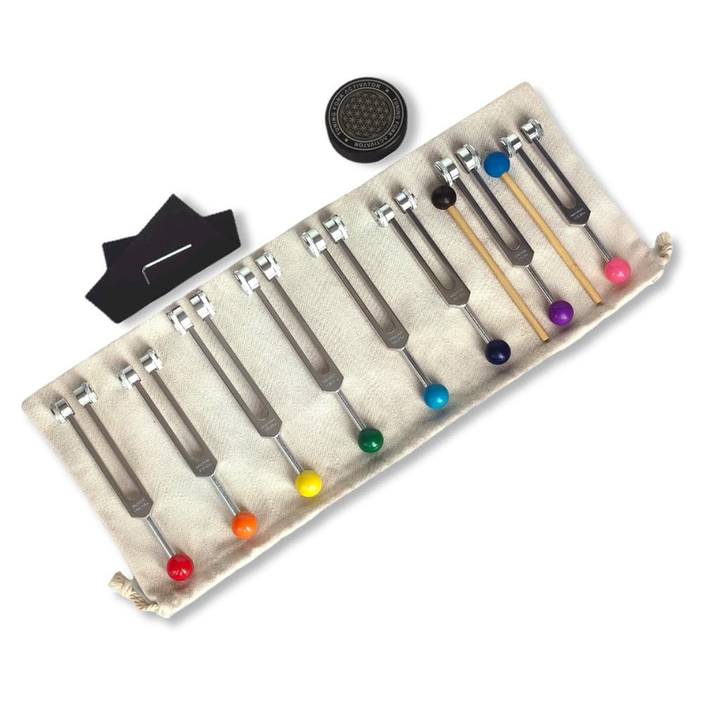 Pluuttiem 8-Teiliges Stimmgabel-Set, Stimmgabel für Musik-Chakra, Klangtherapie, Halten Sie Körper, Geist und Seele in Perfekter Harmonie, 126,22 Hz