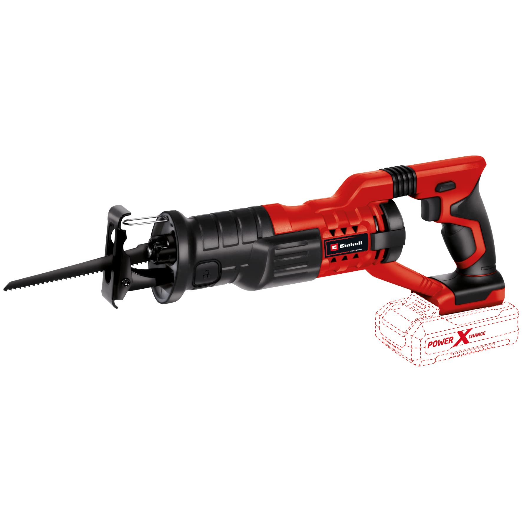 Einhell Akku-Universalsäge TC-US 18 Li-Solo (Lithium Ionen, 18 V, werkzeugloser Sägeblattwechsel, max. 115 mm in Holz, 200 mm in Kunststoff, 10mm in Stahl, Hubzahl: 0-2800, Hubhöhe: 22 mm)