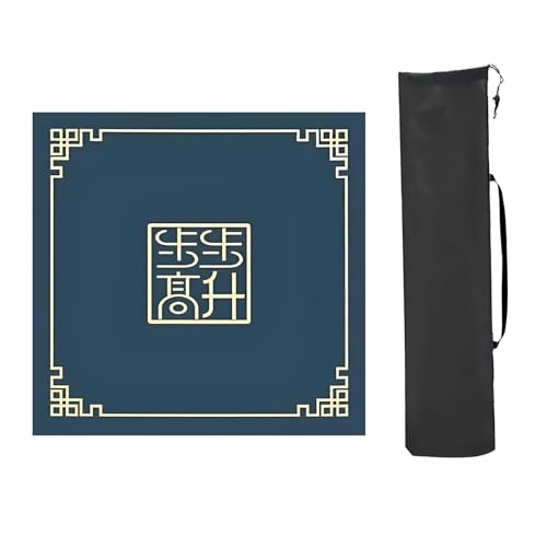 Mahjong Tischmatte,Kachel Spiele Tischabdeckung, Lärmreduzierende Mahjong-Tischmatte, Mahjong-Matte aus Faser und Gummi, vibrationsreduzierendes Mahjong-Pad for Mahjon-Poker(Blue,80x80cm (31.49x31.49i