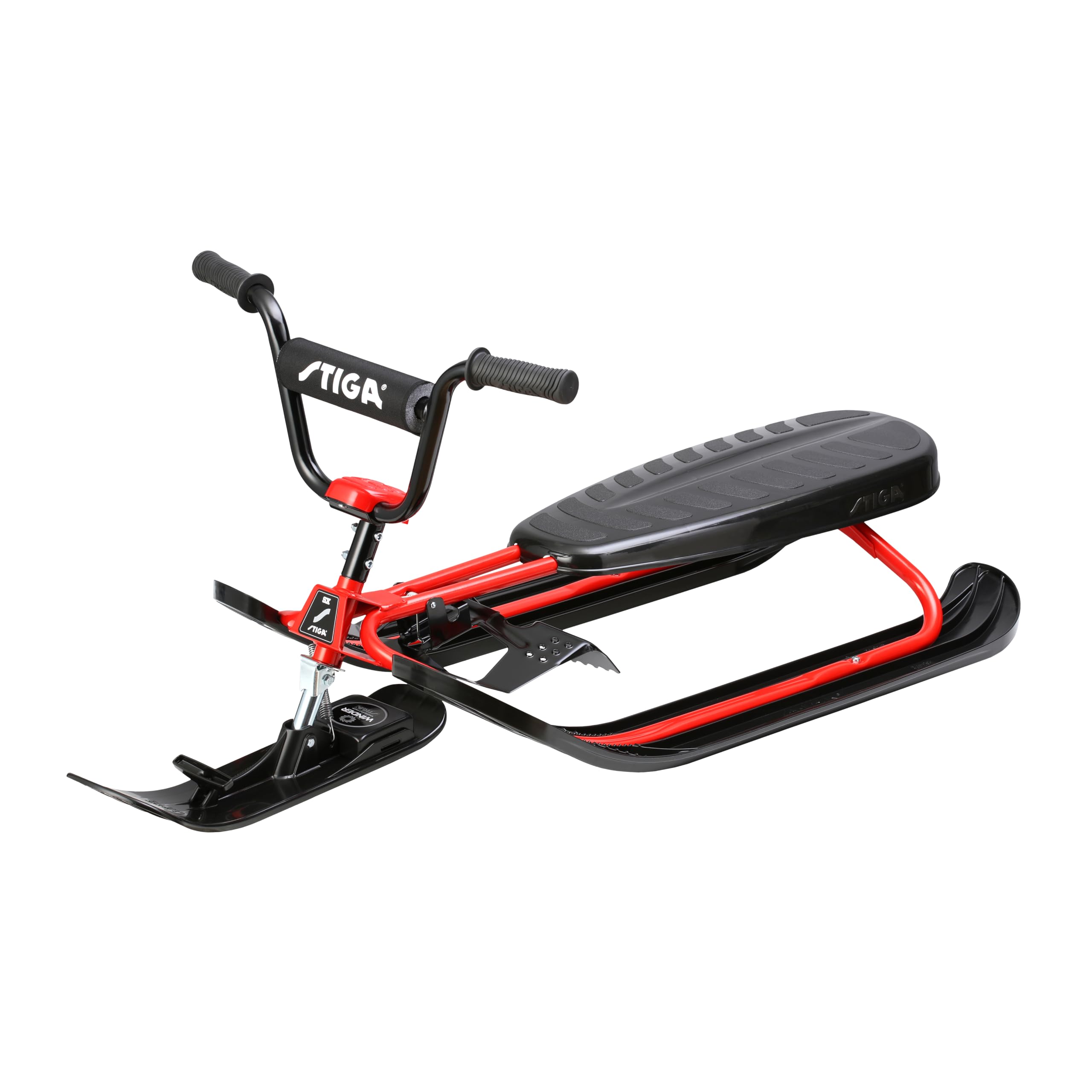 STIGA Snowracer Curve SX – Robuster Schlitten mit BMX-Lenker, Stahlrahmen, Bremse und Zugseilwinde – Lenkschlitten für Kinder ab 7 Jahren und Erwachsene, Max. 90 kg