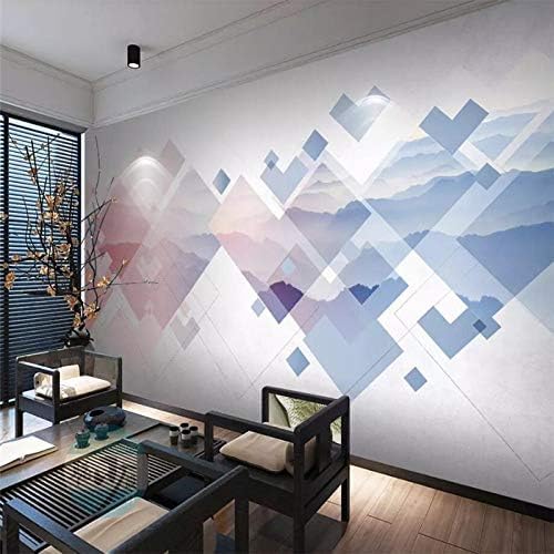 XLMING Abstrakt Lila Hellblau Geometrische Landschaft Küche Esszimmer Arbeitszimmer Wohnzimmer TV Hintergrund Wand 3D Tapete-350cm×256cm