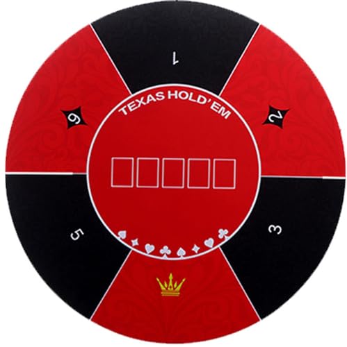 LYZXYZAI Runde Pokermatte Texas Holdem Pokermatte Tragbare Pokermatte Faltbarer Pokertisch Pokertischauflage Mit Art-Deco-Aufdruck Für Multiplayer-Pokerspiele Pokerkarten,002,120 * 120CM