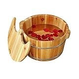 JHDDP3 Foot Bath Fussbadewanne Mit Massage Saunakübel aus Holz Saunawanne/Fußwanne Sauna Aufgusseimer Saunaeimer Eimer aus Holz Massage Fußbadekübel