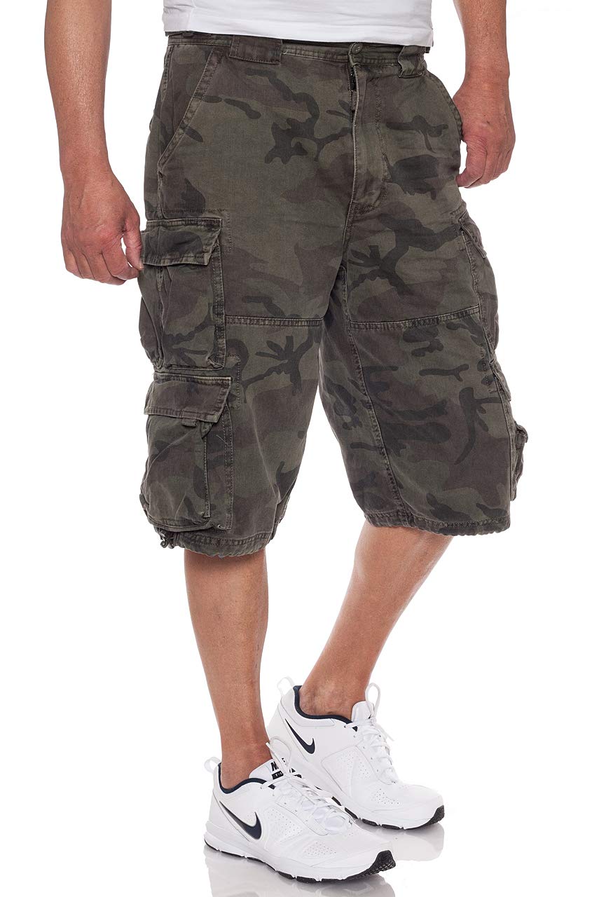 Jet Lag Herren Cargo Shorts Modell 007 in Green Camouflage, Größe:M