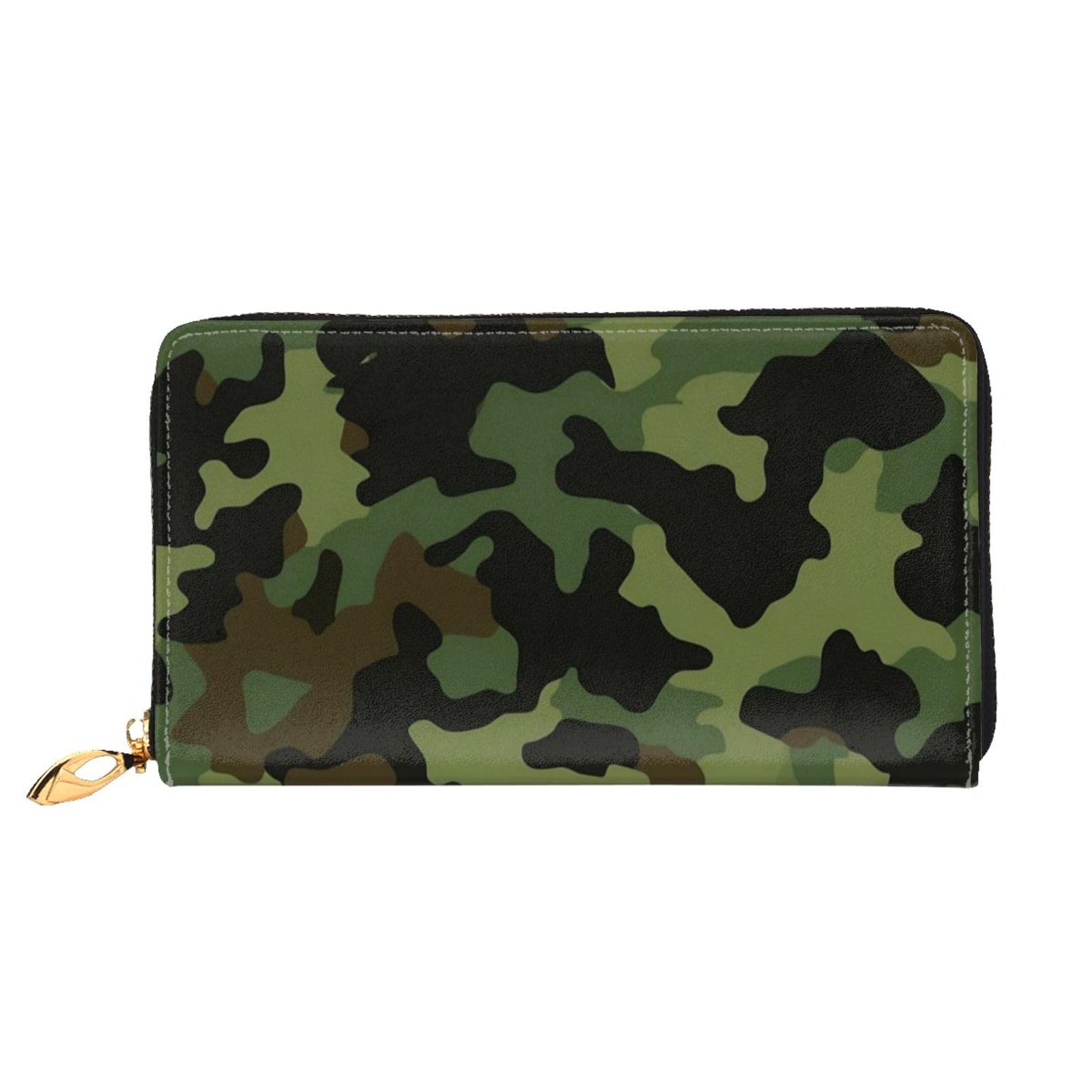 DENMER Coconut Beach Sonnenuntergang Hängematte, Ledergeldbörse, Kunstleder mit metallischem Reißverschluss, geräumiges und stilvolles Accessoire für moderne Frauen, Camouflage-Muster, Einheitsgröße,