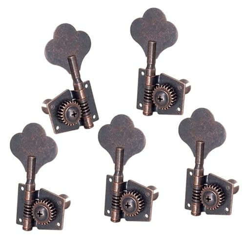 Strings Tuning Pegs Mechaniken Für Gitarre 5er-Pack Vintage Open Back Bassgitarre Stimmschlüssel Nagel Mechaniken 1L4R Ersatzteile (Color : Red bronze)