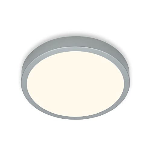 Briloner Leuchten - Deckenlampe LED, Deckenleuchte, warmweißes Licht, Aufbaulampe, Aufbauleuchte, Silberfarbig, Ø380x50 mm