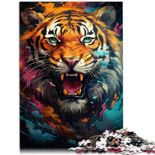 Puzzle-Geschenk, wildes Gemälde, exotischer Tiger, 1000-teiliges Puzzle, Holzpuzzle, Lernpuzzle, einzigartige Heimdekoration und Geschenke (50 x 75 cm)