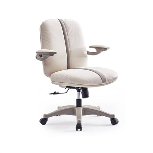 Bürostuhl Ergonomischer Bürostuhl aus Mikrofaserleder mit gepolsterten, hochklappbaren Armlehnen, ergonomischer Schreibtischstuhl for Zuhause, Arbeitszimmer, Drehstuhl, Rollstuhl, weiß Schreibtischstu