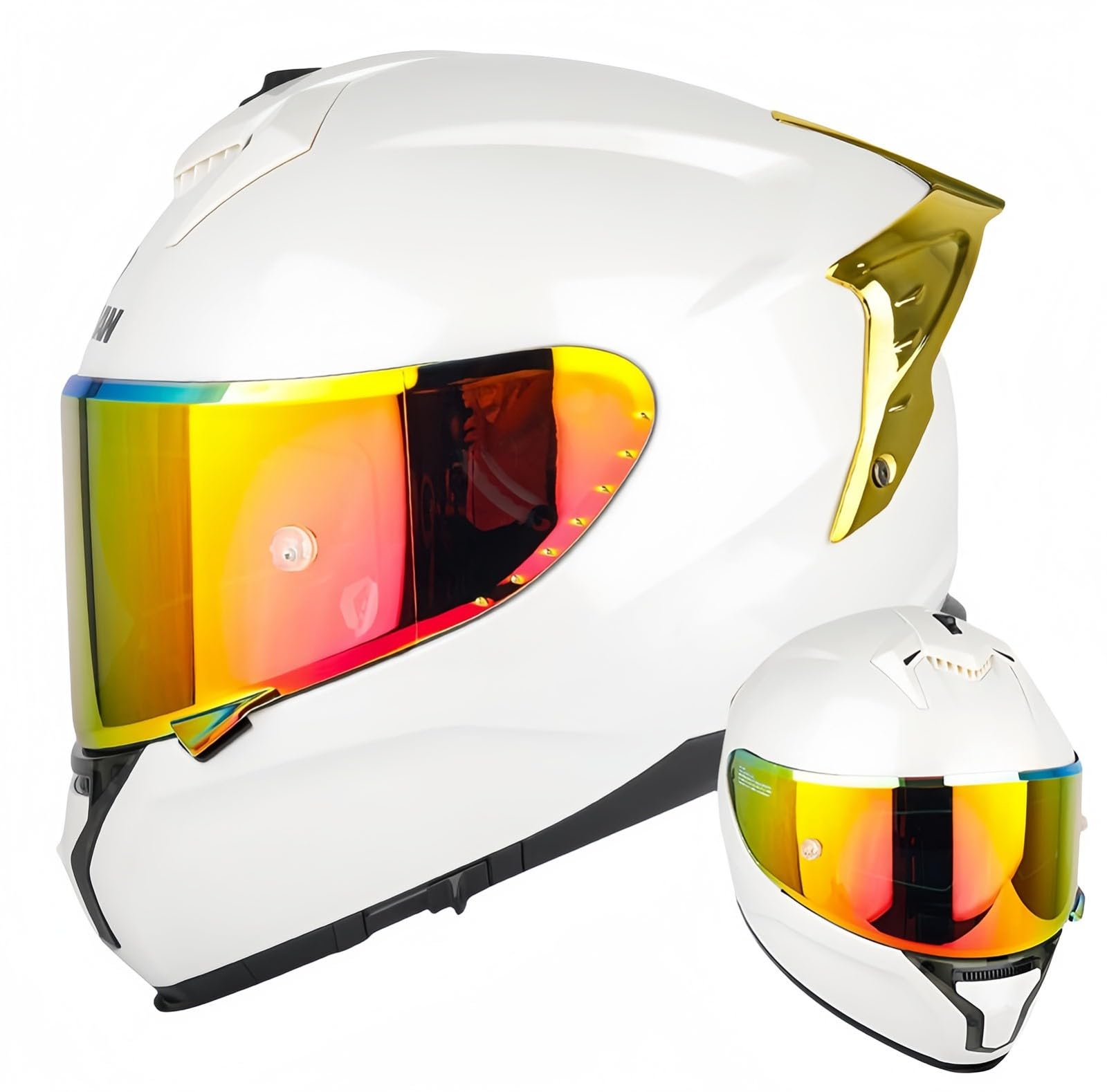 Modularer Integrierter Motorradhelm, ECE-Zugelassener Visier-Integral-Motorradhelm Antibeschlag-Motorrad-Rollerhelm Doppelspiegel Herren Damen Antikollisionshelm C,L59-60CM