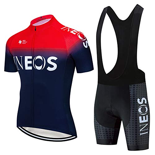 World Champion Team INEOS Radtrikot 12D Gel Pad Bike Shorts Set MTB Ropa Ciclismo Sommer Radfahren Maillot Wear - Rot - X-Groß