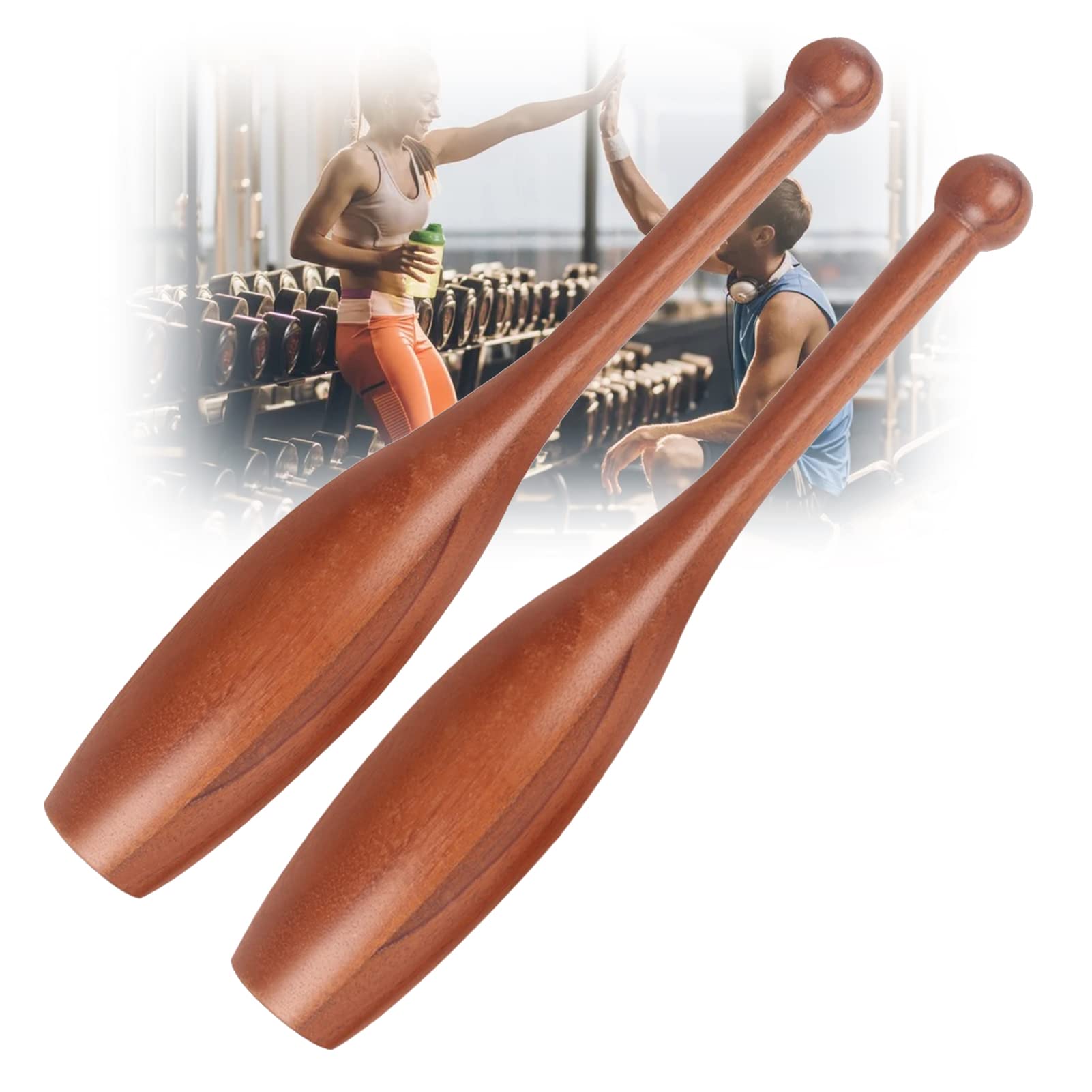 REOTEL Wooden Indian Club Indische Clubs für Zuhause Krafttraining Schwungkeule Holz für Keulen zum Muskelaufbau Aufwärmen Muscle Gebäude Erwärmung bis Festigkeit Ausbildung,L