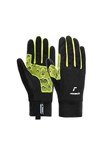 Reusch Arien STORMBLOXX Touch-TEC Wind-wasserabweisend Sporthandschuhe Laufen Radfahren Wandern Langlaufen, Touchscreen Winter-Handschuhe, schwarz/gelb, 7