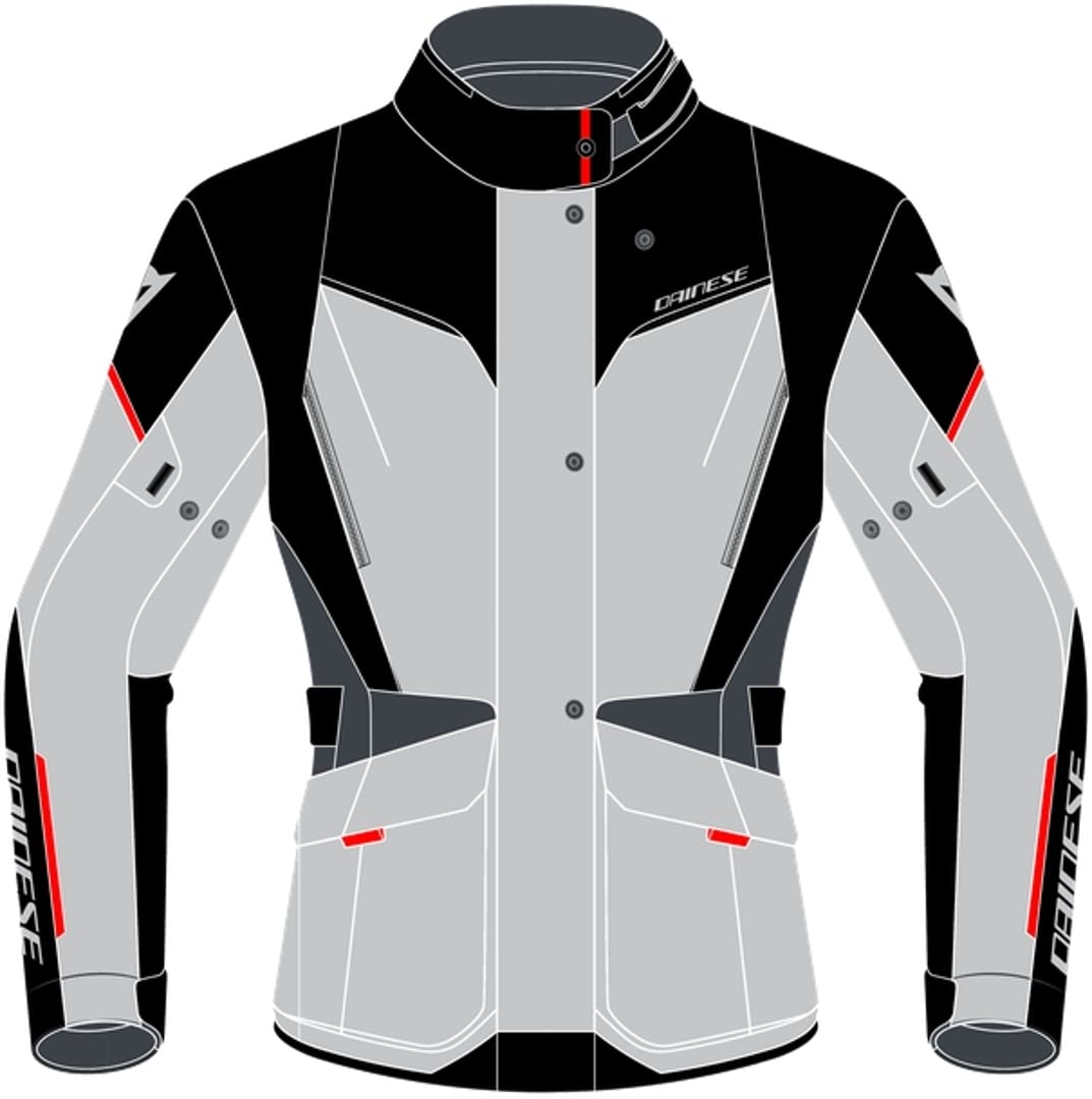 Dainese - Tempest 3 D Dry Lady, Motorradtourenjacke Für Damen, Wasserdichte Jacke, Herausnehmbares Thermofutter, Schulter Und Ellbogenschutz, Eisgrau/Schwarz/Lavarot, 42