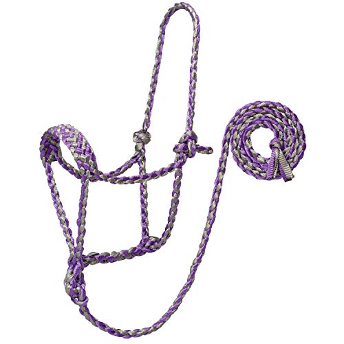 Weaver Leather Unisex-Erwachsene Braided Rope Halter with 6' Lead, Average Führungsseil, Gray/Purple, Horse