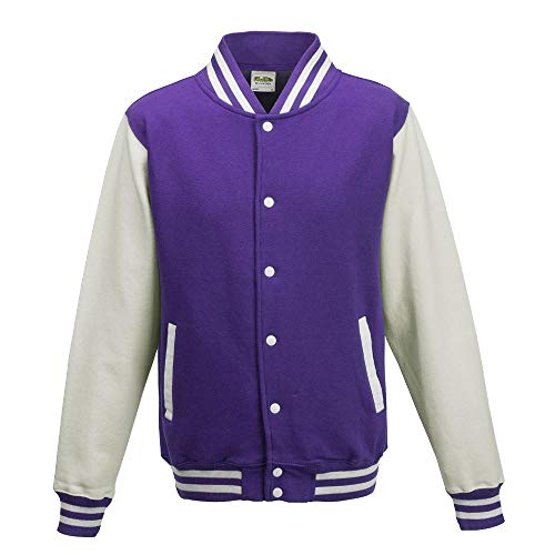 Just Hoods - Unisex College Jacke 'Varsity Jacket' BITTE DIE JH043 BESTELLEN! Gr. - M - Purple/White