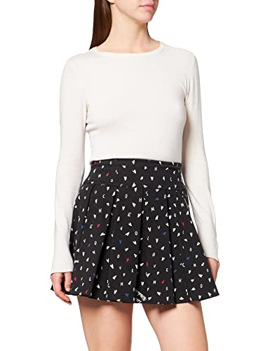 Love Moschino Damen Printed in All-Over Mini Hearts Skirt, F.Nero-SCRI.BCO, 40 EU