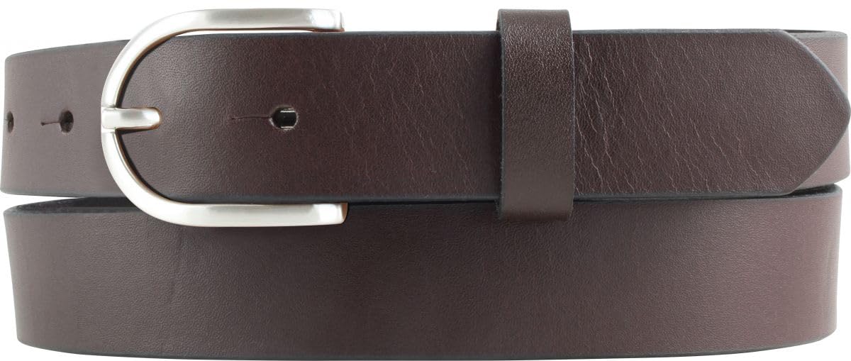 BELTINGER Überlängen-Gürtel für Damen aus Vollrindleder 3 cm | Ledergürtel mit silberner Gürtelschnalle 30mm | Hochwertiger Damen-Gürtel | Braun 130cm