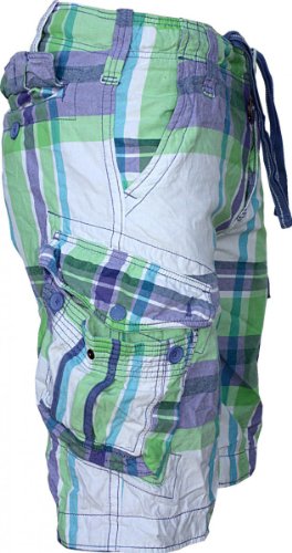 Jet Lag Cargo Shorts Robben Purple Green Check, Größe:W32