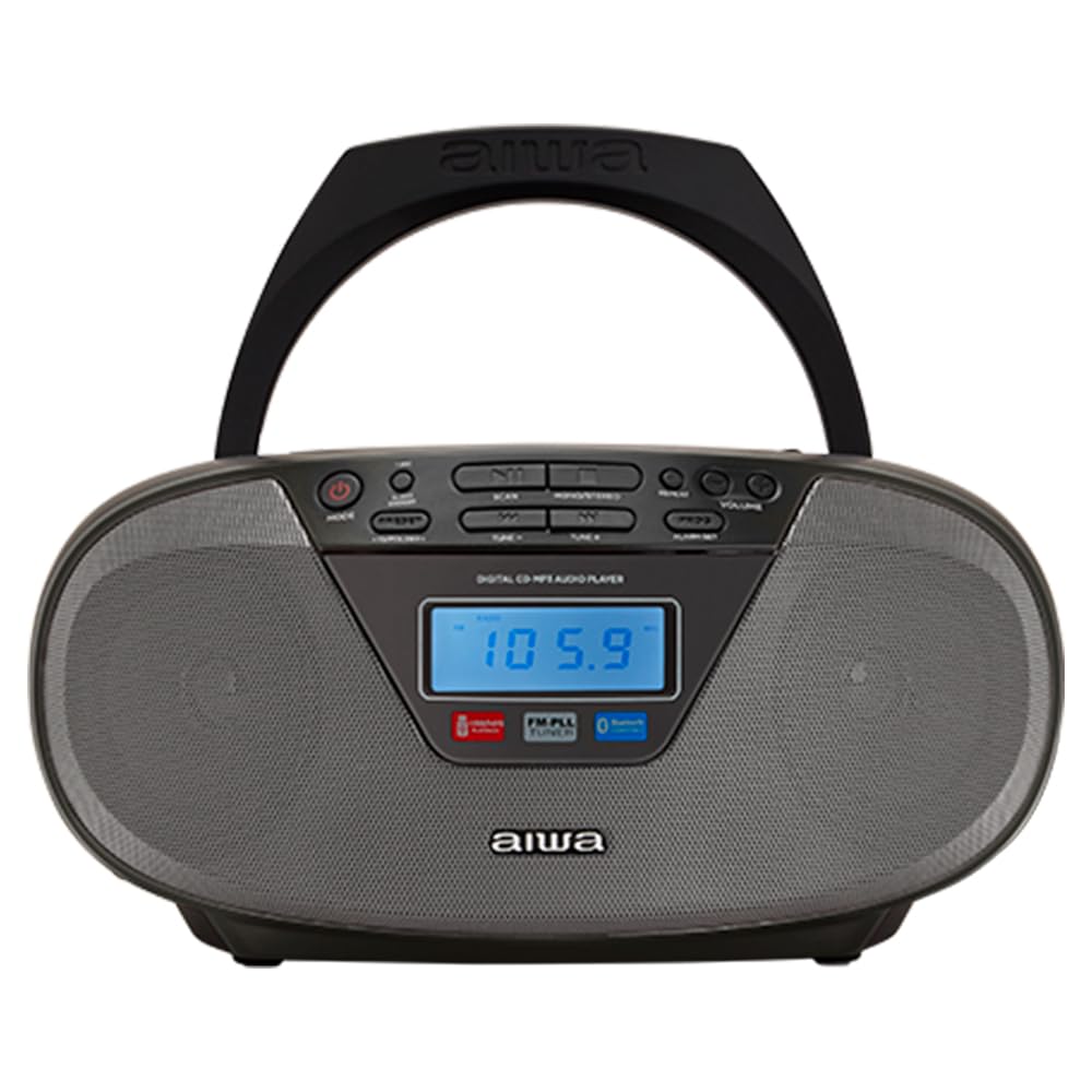 Aiwa BBTU-400BK: Tragbares CD-Radio mit Bluetooth und USB, Farbdisplay, RDS, FM PLL, Weckerfunktion, Farbe: Schwarz