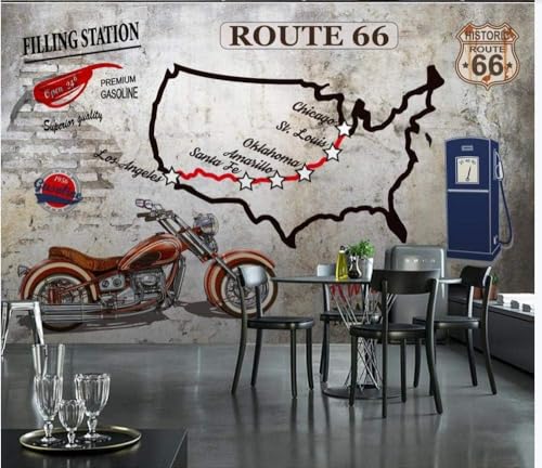 Vintage-Motorrad Zementwand 3D Tapete Poster Restaurant Schlafzimmer Wohnzimmer Sofa TV Dekorative Wand-350cm×256cm