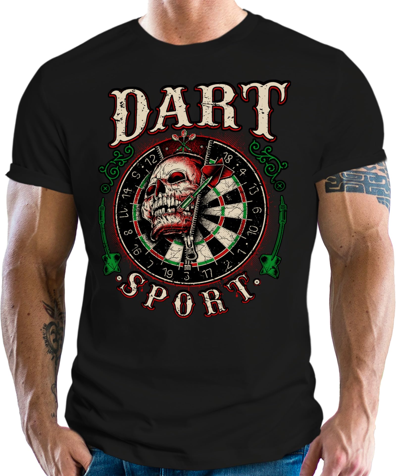 T-Shirt für Dartspieler: Dart Sport Skull