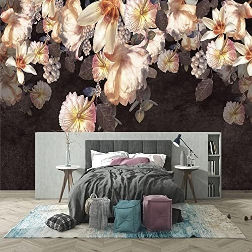 XLMING Vintage Ölgemälde Rustikale Blumen 3D Tapete Home Dekoration Wohnzimmer Sofa Schlafzimmer Tv Hintergrund Wand-430cm×300cm