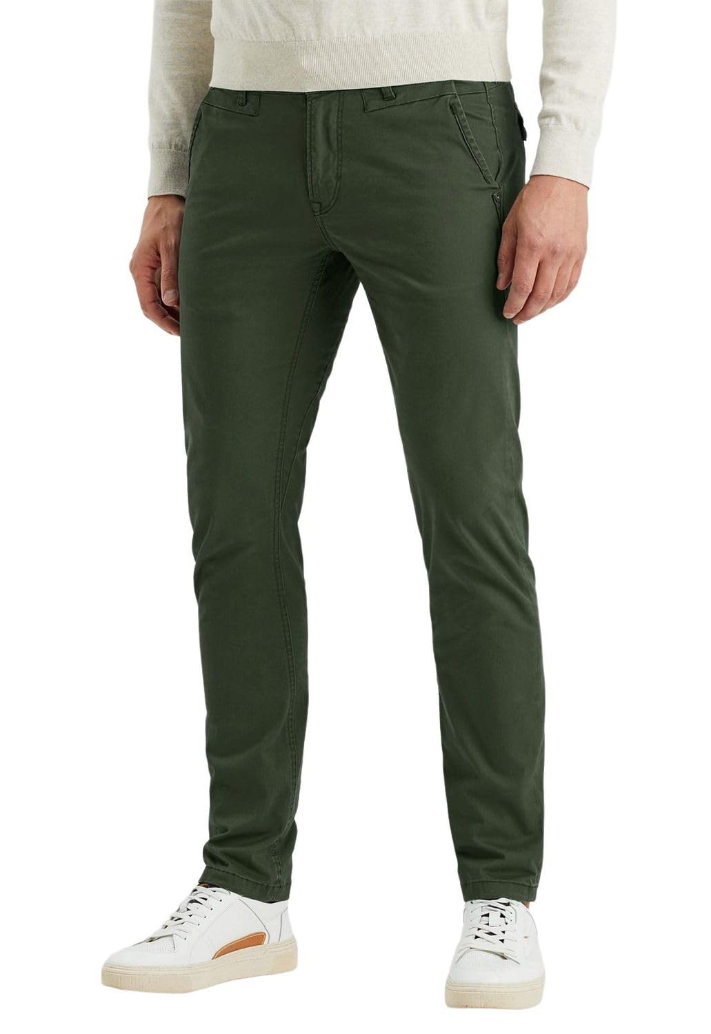 PME Legend Herren Chinohose Twin WASP Chino - Regular Fit - Blau Beige Grün, Größe:35W / 36L, Farbe:Green 8576