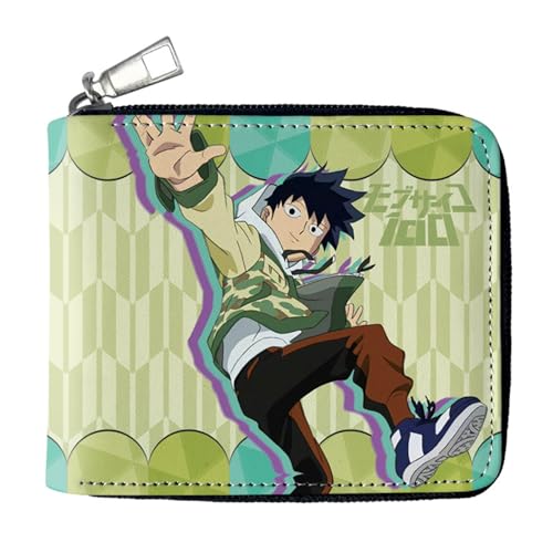 RYNDEX M-ob Psyc-ho 100 Geldtasche Anime, Spaß Süß Kawaii Kartenetui mit Münzfach, Kindergeldbörse für Ausweis Banknote Münze Foto(Color:Multicolor 10)