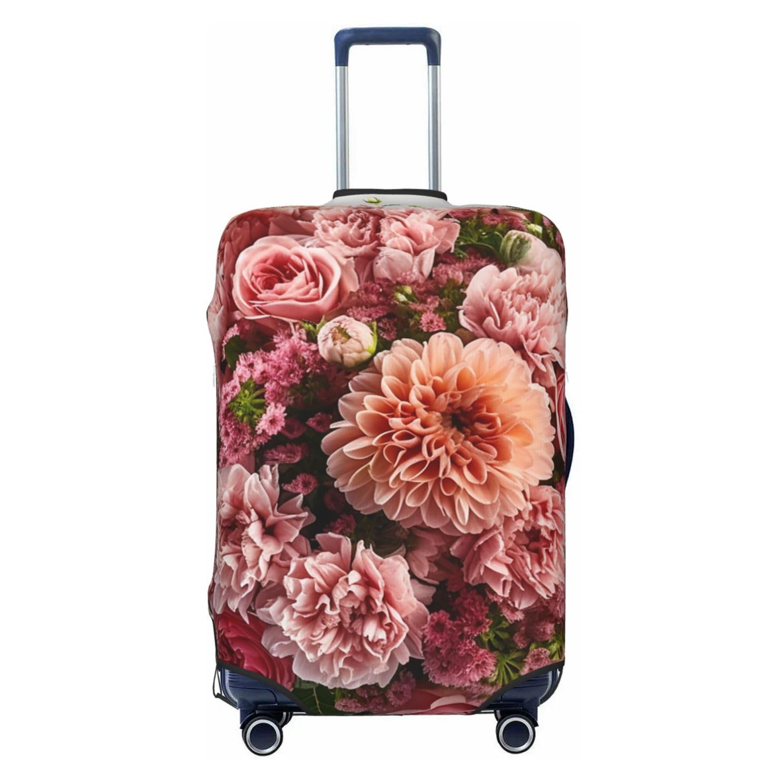 CSGJMYGS Reisegepäckabdeckung, elastisch, waschbar, modisch, kratzfest, verschiedene Blumenarten, Koffer-Schutz, passend für 45,7 - 81,3 cm Gepäck, Schwarz , XL