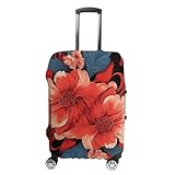 CSGJMYGS Reisegepäckabdeckung, elastisch, waschbar, modisch, kratzfest, rotes Blumenmuster, Koffer-Schutz, passend für 45,7 - 81,3 cm Gepäck, Stil 1, S