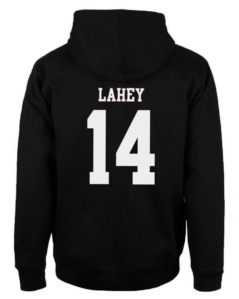 Lässiges modisches Kapuzen-Sweatshirt für Herren, mit Wolfs-Motiv, 24 Teen Stilinski., Schwarz Lahey 14, S