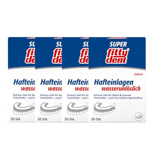 4x fittydent super Hafteinlagen comfort 20 Stück Zinkfrei fitty dent neutral