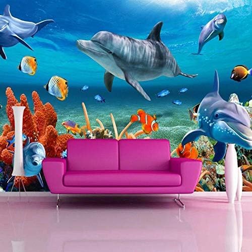 XLMING Unterwasser-Delphinfisch 3D Tapeten Home Esszimmer Sofa Schlafzimmer Wohnzimmer TV Hintergrund-150cm×105cm